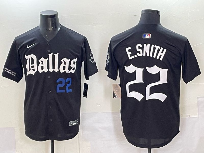 Men 2025 Nike Dallas Cowboys 22 E.Smith Black 5th generation Joint Name Limited NFL Jersey 05